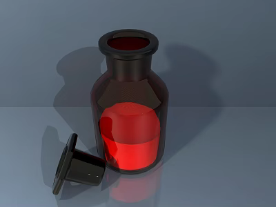Industrial Equipment Storage Container With Dark Vessel Red Liquid Inside And Black Sealing Cap 3d model