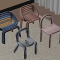 Colorful Children's Chairs With Curved Design And Soft Fabric On Carpet