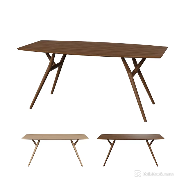 Modern Wooden Dining Table With Crossed Legs In Dark And Light Tones 3d model 