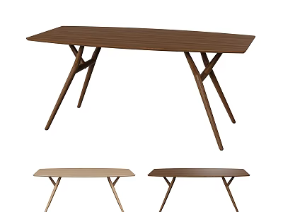 Modern Wooden Dining Table With Crossed Legs In Dark And Light Tones 3d model