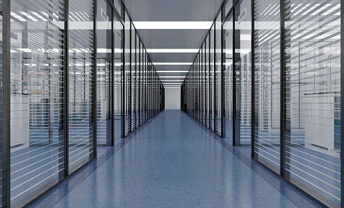 Modern Corridor Glass Partition Corridor 3d model