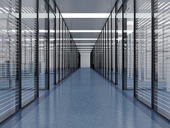 Modern Corridor Glass Partition Corridor 3d model