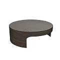 Round Modern Coffee Table With Light Colored Surface And Bronze Metal Curved Base 3d model