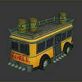 minibus minivan driverless bus school bus van box car 3d model