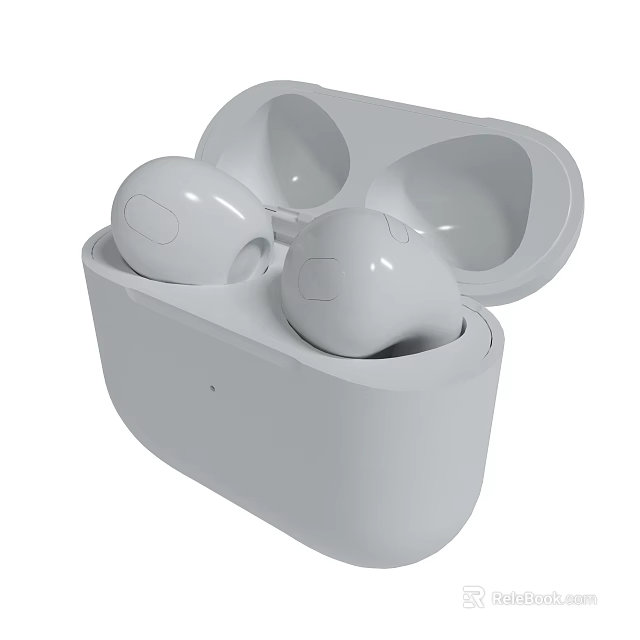 White Wireless Earbuds With Open Charging Case And Modern Design 3d model 