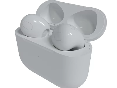 White Wireless Earbuds With Open Charging Case And Modern Design 3d model