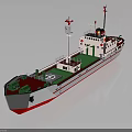Modern Water Vessel With Green Deck White Superstructure And Red Hull 3d model