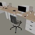 Modern Office Desk and Chair Combination Apple Desktop Computer File Box File Box Drawer Desk Lifting Swivel Chair 3d model