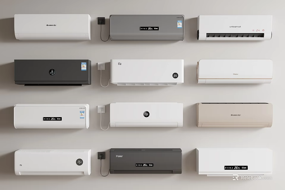 Diverse Air Conditioner Fans With Different Styles And Colors For Room Cooling 3d model 