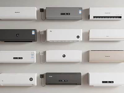 Diverse Air Conditioner Fans With Different Styles And Colors For Room Cooling 3d model