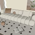 Modern Cream Style Multi-person Sofa Floor Lamp 3d model