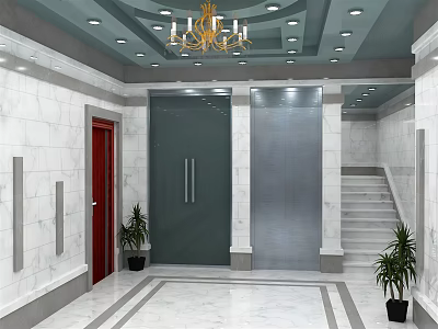 modern elevator hall 3d model