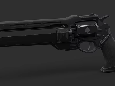 Black Modern Revolver With Metallic Body Detailed Chamber And Ergonomic Grip 3d model