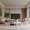 Modern Living And Dining Room Interior With Sofa Coffee Table Dining Table And Bookshelf