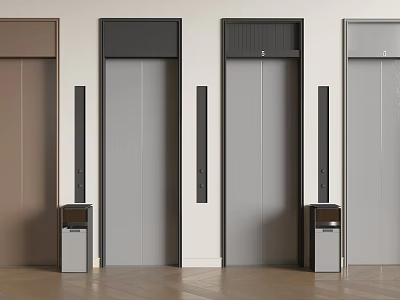 Modern Elevator Doors In Different Colors With Sleek Control Panels And Minimalist Design 3d model