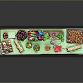 Colorful Food Display With Fresh Fruits Vegetables Bread And Nuts On Stand