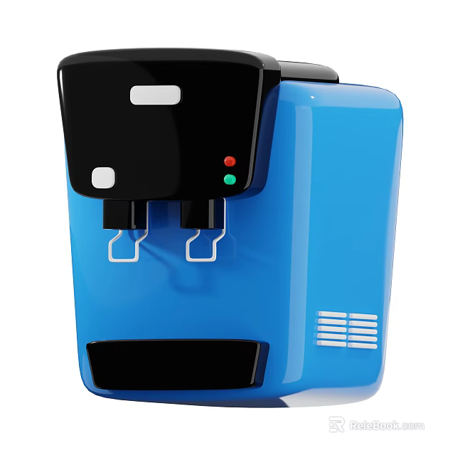 Blue Commercial Water Dispenser With Double Taps And LED Indicators 3d model 