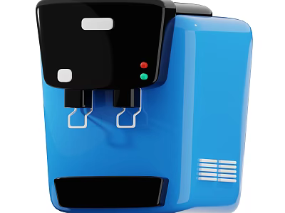 Blue Commercial Water Dispenser With Double Taps And LED Indicators 3d model
