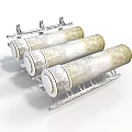 Industrial Equipment Three Cylindrical Rollers Mounted on Metal Support Frame