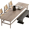 Quiet wind table and chair combination 3d model