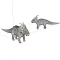 Two Decorative Toy Dinosaur Models With Saddle And Horned Features 3d model