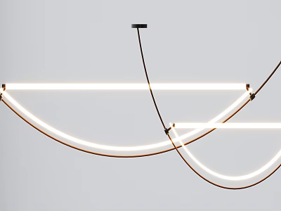 Elegant Modern Curved LED Pendant Light With Metallic Frame And Soft Illumination 3d model