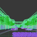 Vibrant Commercial Street With Modern Traditional Buildings Pedestrians And Flowering Trees
