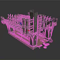 Intricate Architectural Model With Metal Framework Towers Platforms And Decorative Elements