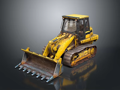 Yellow Functional Bulldozer With Tracks And Heavy Duty Blade For Construction Work 3d model
