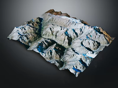 Detailed 3D Mountainous Terrain Model With Valleys Rivers And Elevation Features 3d model
