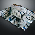 Detailed 3D Mountainous Terrain Model With Valleys Rivers And Elevation Features