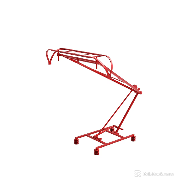 Red Metal Frame Supporting Stand with Movable Wheels and Stable Structure 3d model 