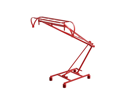 Red Metal Frame Supporting Stand with Movable Wheels and Stable Structure 3d model