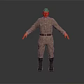 Male Military Character Standing In Uniform With Outstretched Arms On Reflective Floor