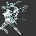 Game and Movie Character White Haired Archer With Blue Bow In Dynamic Pose