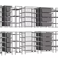 White Multi layer Grid Design Storage Display Shelves With Drawers And Metal Frames 3d model