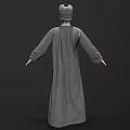 Man In Traditional Chinese Gray Robe And Hat With Arms Outstretched