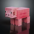 Pixelated Pink Pig Creature Character In Low Poly 3D Game Art Render 3d model