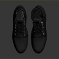 Black Leather High Top Boots With Laces And Metal Eyelets Design