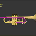 Shiny Golden Trumpet Musical Instrument as Daily Life Item for Home Decoration