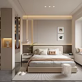 Modern Bedroom Interior Design With Soft Tones Bed Headboard And Window Seat
