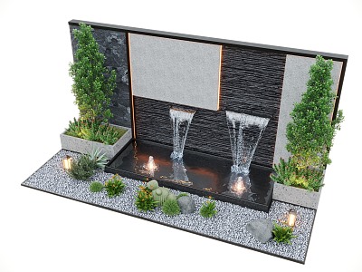 Modern Waterscape Wall Courtyard Waterscape Water Landscape Wall Landscape Plants model