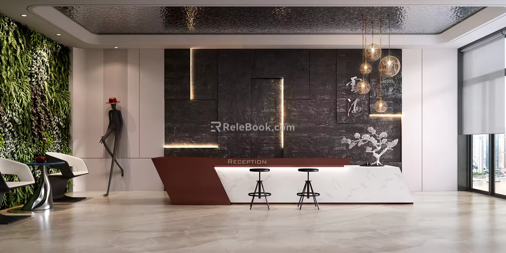 Modern Front Office Front Desk 3d model