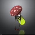 Mushroom Shaped Decor Red Cap With White Spots Green Base Brown String Red Bead Decorations