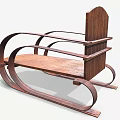 Traditional Wooden Sled With Curved Metal Frames For Winter Sports Equipment