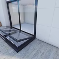 Modern Detached Villa With White Wall Glass Sliding Door And Green Lawn Terrace