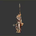 Two Mouse Like Characters In Red Straps Standing Together With Spear And Small Tool