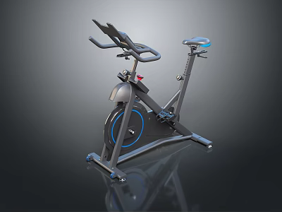 Modern Exercise Bike With Blue Accents Sturdy Frame And Comfortable Seat 3d model