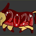Red And Cream Zodiac Ox Decorative Figurine With 2021 Star Patterns Design