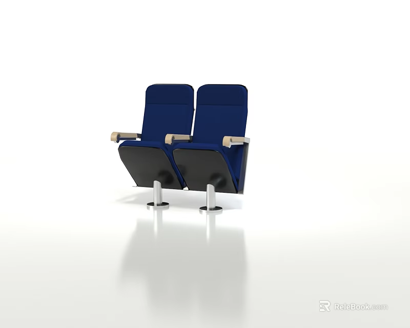 Two Blue Single Seater Sofas With Armrests Black Base And White Supporting Legs 3d model 